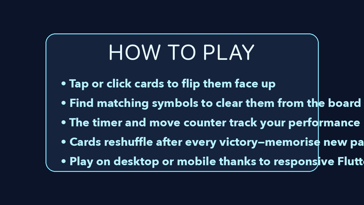 Card Matching Game instructions